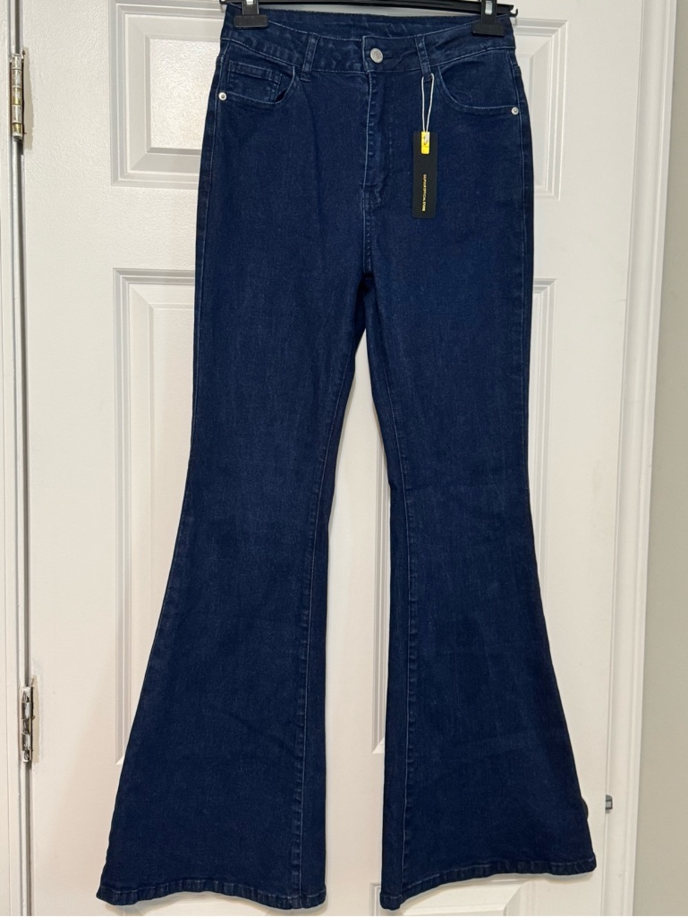 NWT Gilipur High Rise Dark Wash Stretch Bell Bottom Denim Jeans Medium TK1025